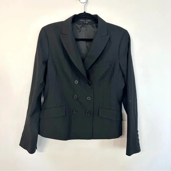 Theory Women's Long Sleeve Black Wool Blazer Jacket Size 12 GUC - Picture 2 of 8